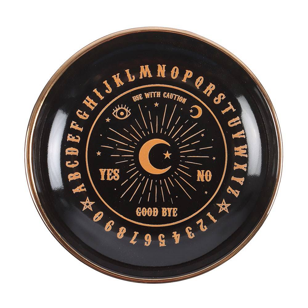 Something Different - Round Black Talking Board Trinket dish - Black/Gold coloured